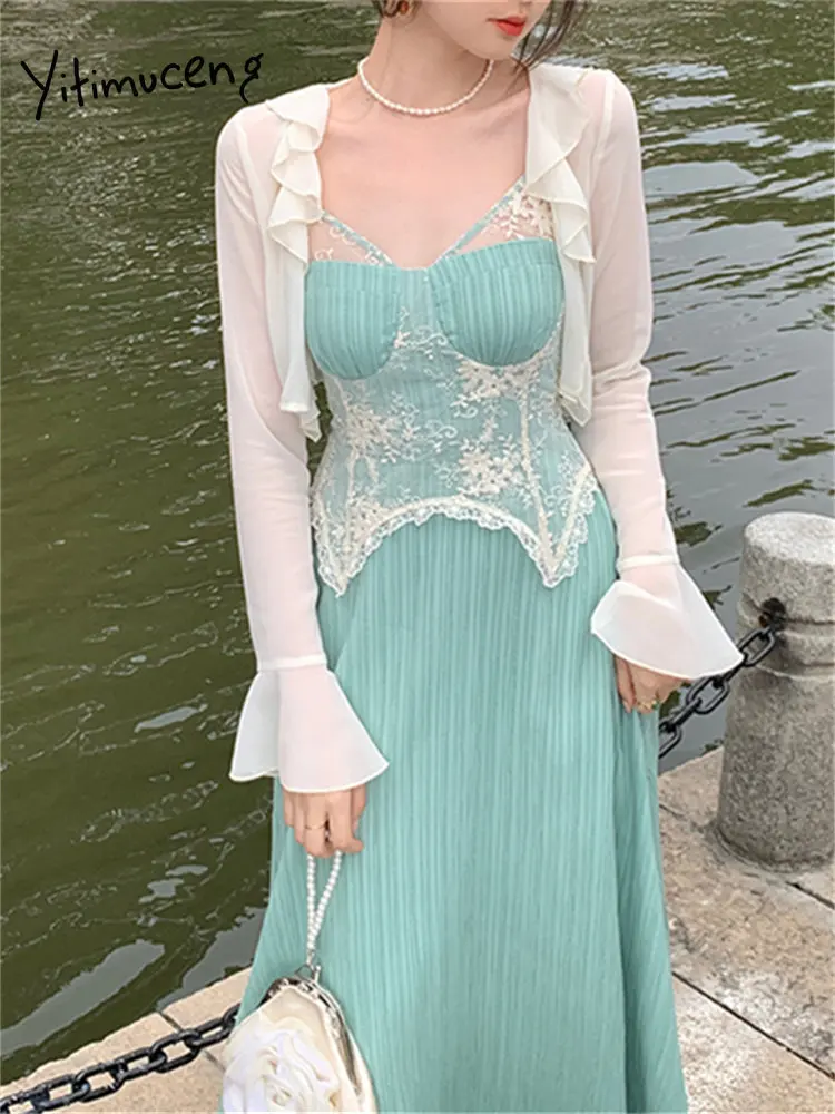 Vestido de tirantes finos estilo imperio con mangas adornadas con volantes Terracota Tallas Grandes