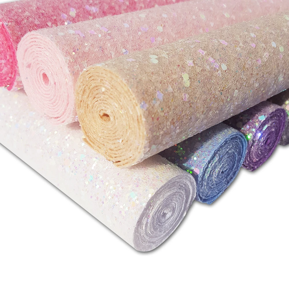 QIBU Large Size Chunky Glitter Fabric Roll 50X120cm Synthetic Leather Material For Bag Shoe Making Decor DIY Hairbow Accessories