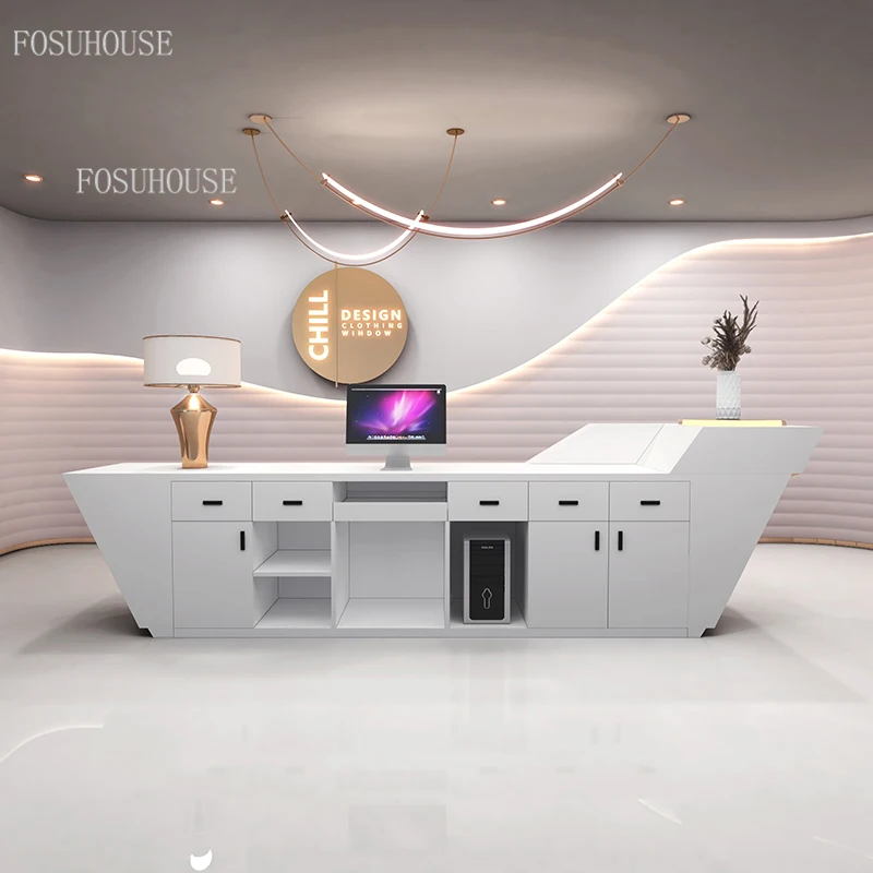 Simple Modern Company Beauty Salon Reception Desks Barber Shop Reception Desk Office Furniture Light Luxury Commercial Bar Table