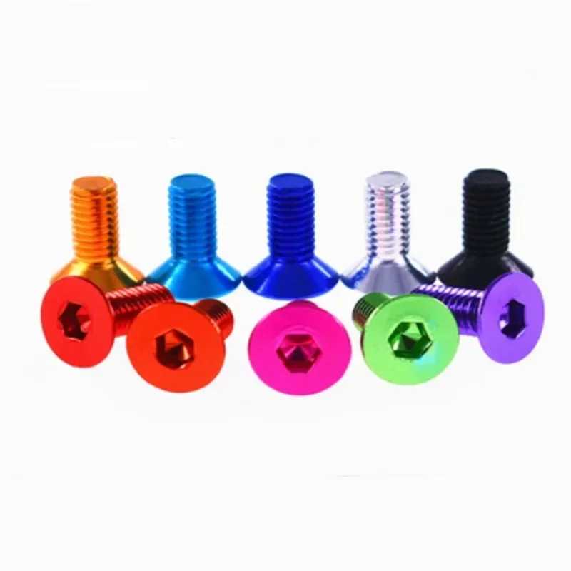 Hex Socket Screw 10pcs Aluminum Flat Screws m3 m4 m5x6/8/10/12/14/16 Flat Hex Socket Countersunk head Screws Bolts Anodized Color