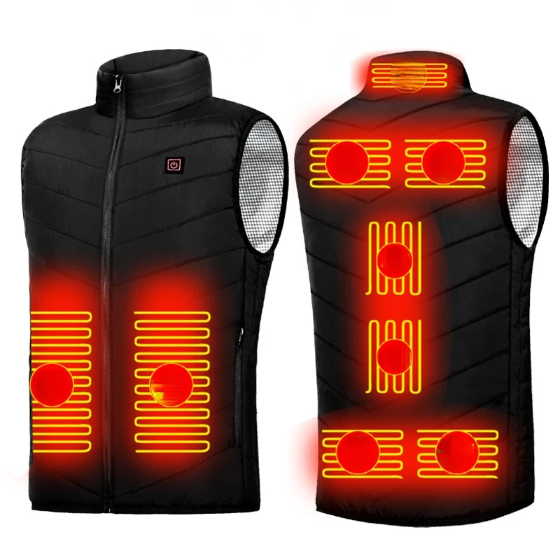

New 2/4/9/11/13 Places Heated Vest Men Women Usb Heated Jacket Heating Thermal Clothing Hunting Winter Fashion Heat Jacket