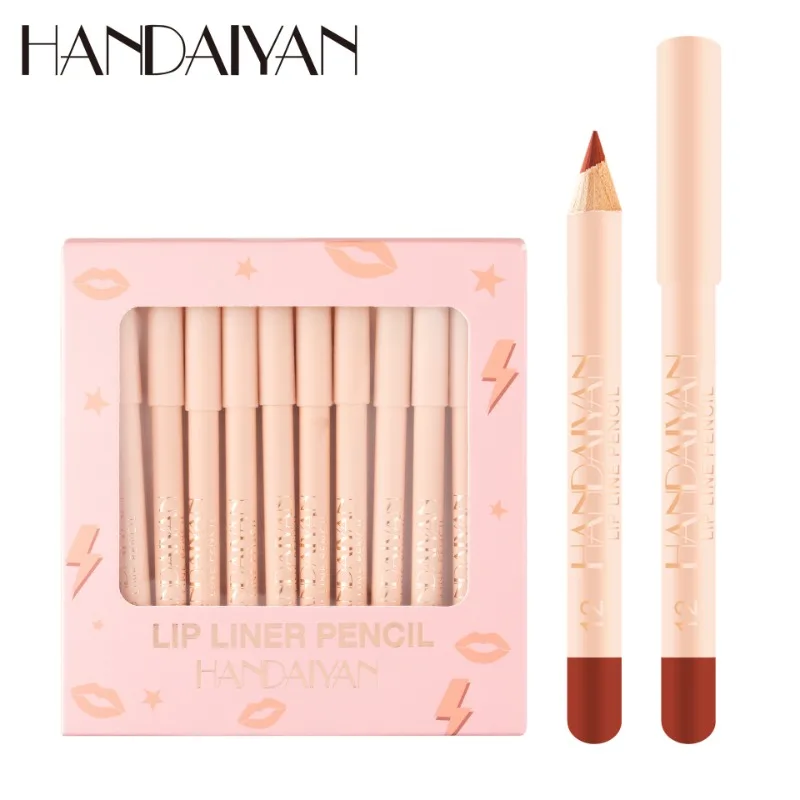 

HANDAIYAN 12 Color Matte Mouth Red Lip Pencil Set Easy To Use Velvet Matte Lip Gloss Natural and Durable