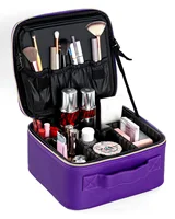 Makeup Bag With Mirror lamp,Travel Waterproof Necessary Beauty Brush Embroidery Tool Storage Cosmetic Case Portable Makeup Box 2