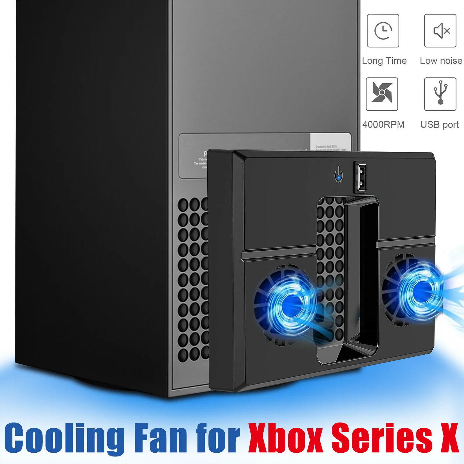 For Xbox Vertical Stand With Dual Noiseless Cooling Fans USB Cooler Host Side Radiator With Light For Xbox Series X Game Console