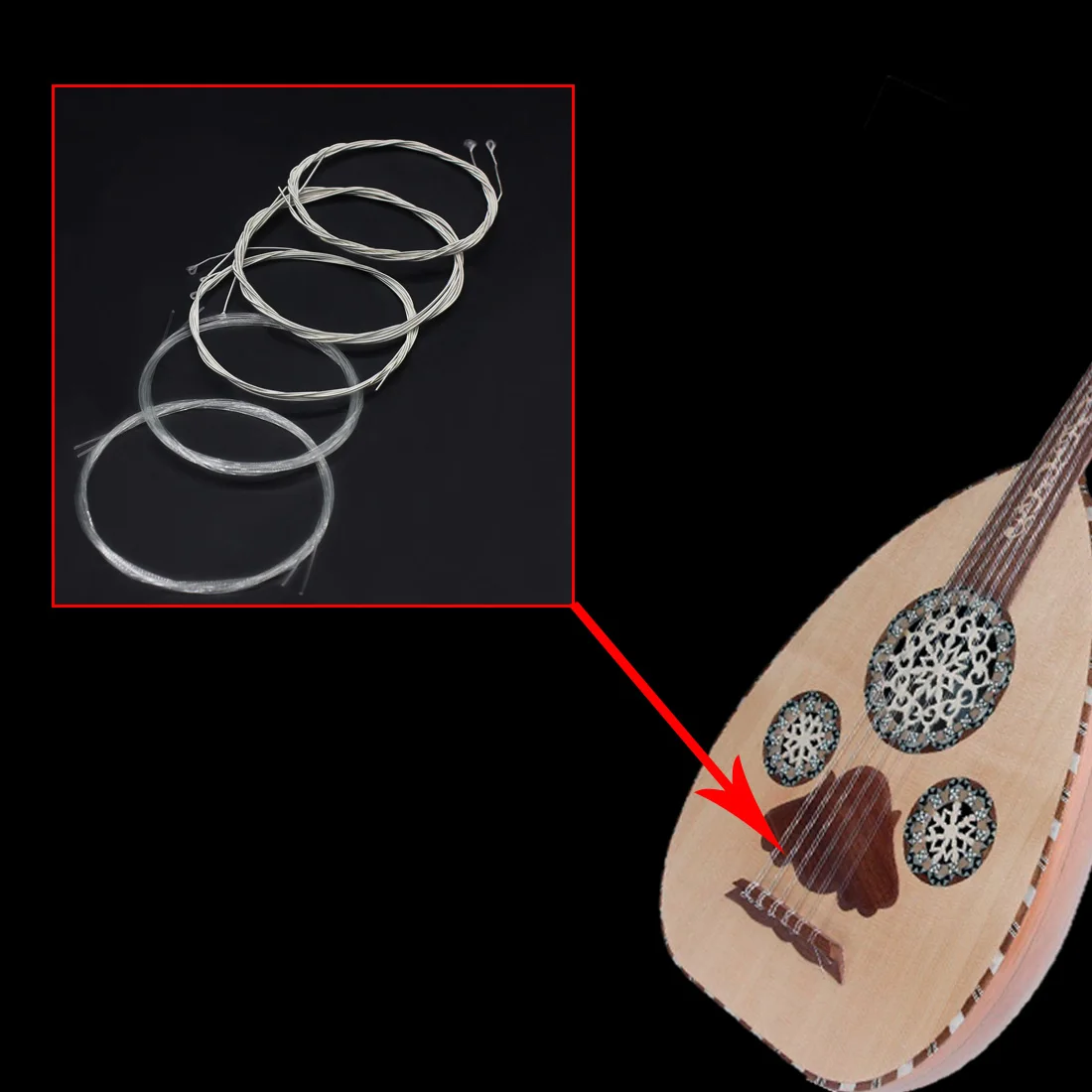 Description Picture 6 of itemIRIN Oud Strings Turkey Oud Arab Lute Strings Nylon Silver Plated Copper Alloy Wound String Musical Instrument Parts Accessories