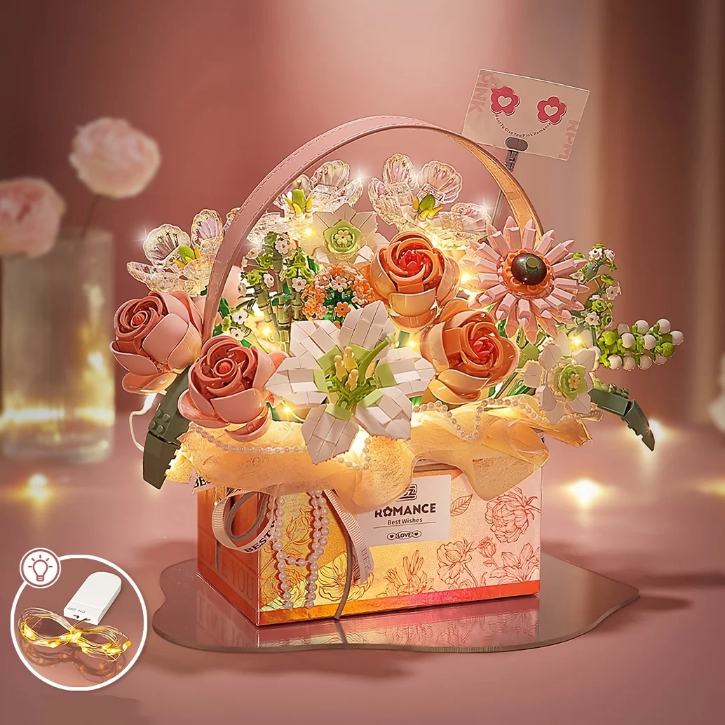 MOGZZi Kit Costruzione Rose Rosse per Adulti, 634 Pezzi Bouquet di Fiori Artificiali, 12 Stili Flowers, Regalo per Compleanno Bambini Natale, San Valentino per Lei o Lui & Festa della Mamma