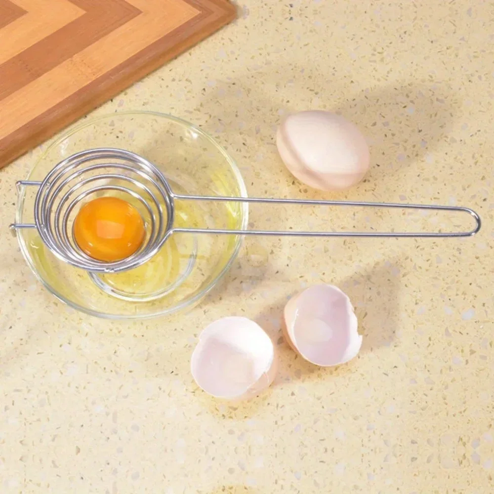 1PC Spiral 304 Stainless Steel Egg White Separator Egg Yolk Remover Divider Long Handle Kitchen Tool
