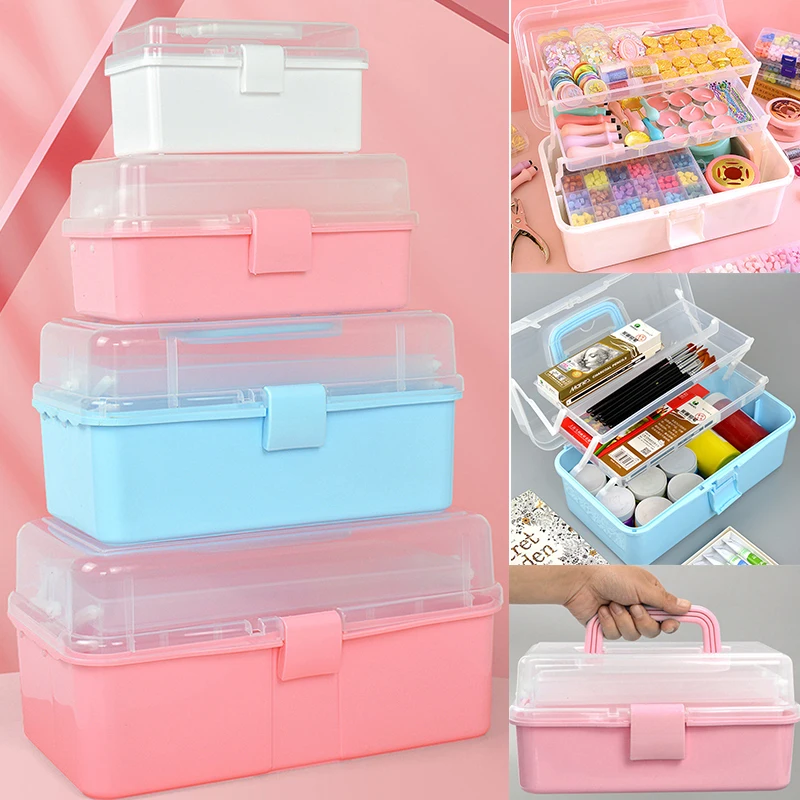 Storage Box Transparent Large Foldable For Stamp Wax Scrapbook Storage Hairpin Box Makeup Organizer Nail Jewelry Portable