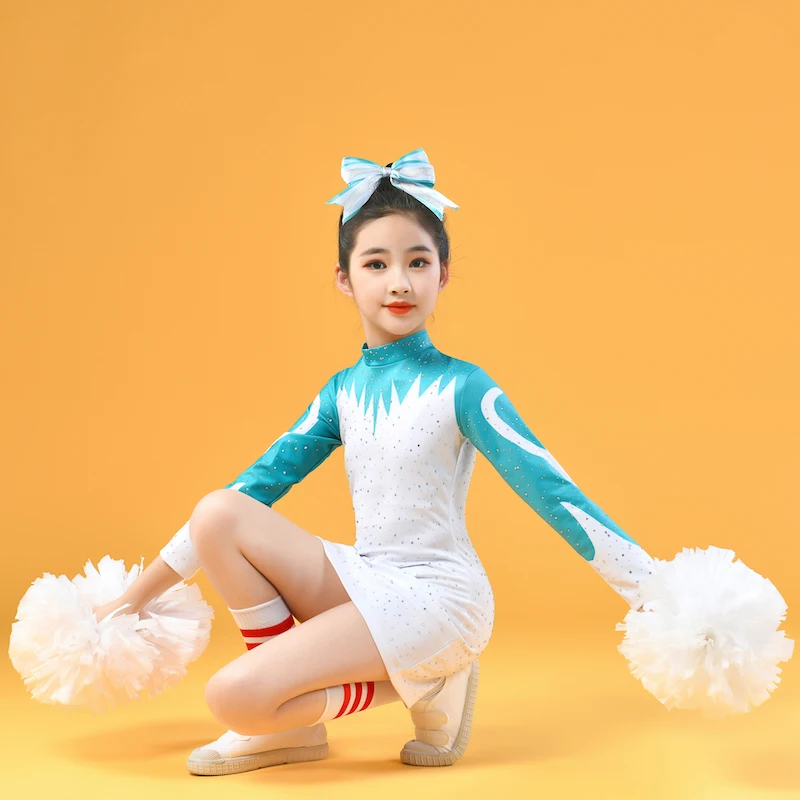 Kids Girls Shiny Drill uniforme Da Cheerleader Costume Da ballo manica  lunga con scollo tondo e spalle scoperte uniforme Cosplay Cheerleader Da -  AliExpress