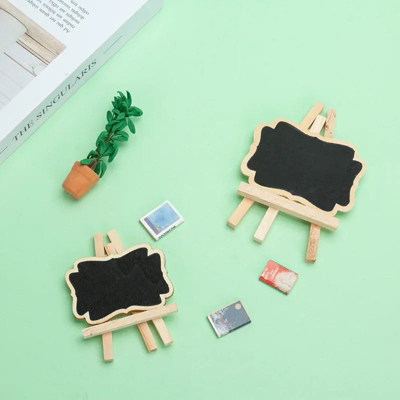 Mini Wooden Blackboard Portable Message Boards Chalkboard For Wedding Party Universal Decorative Ornaments Bracket 1-10PCS