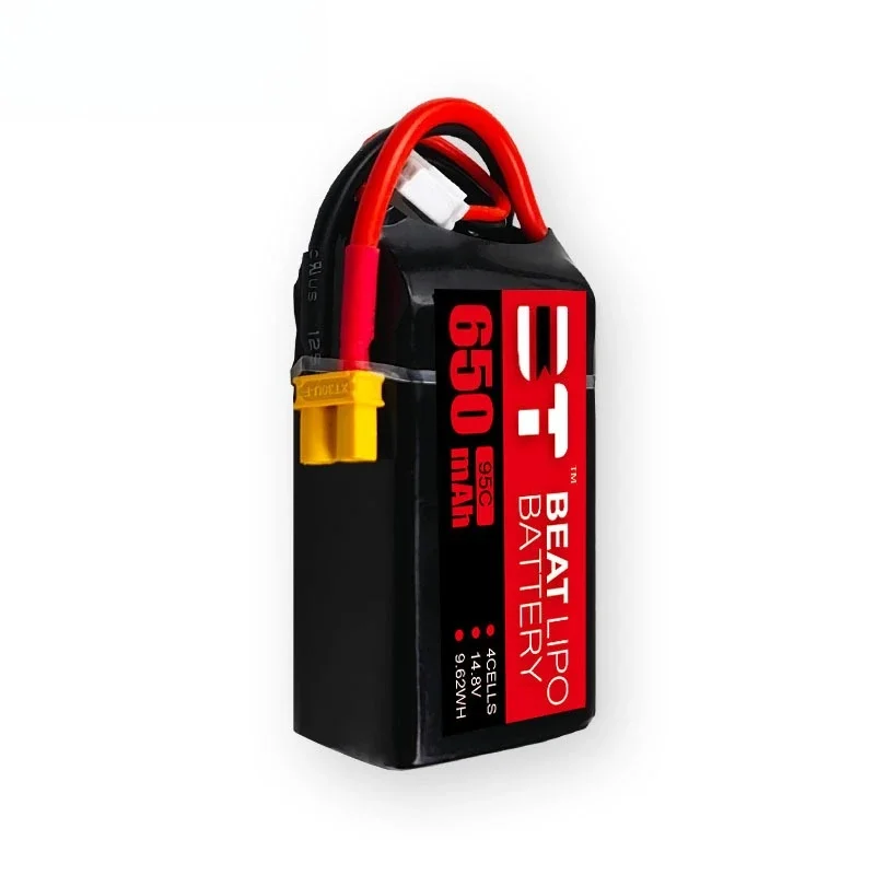 Batterie LiPo 650mAh 6S 22.2V 95C XT30 avec étiquette indiquant les spécifications, pour drone RC