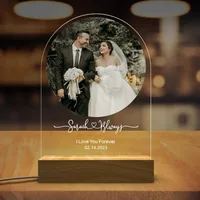 Custom Photo Wedding LED Light Anniversary Plaque Engagement Gift Newly Engagement Frame Gift for Her Engaged Personalized Gifts 1