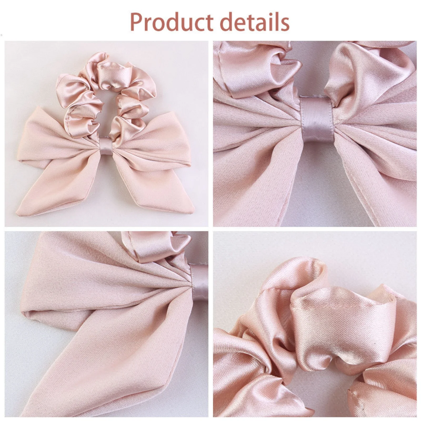 1PC Satin Bow Scrunchies Set, Elegant Hair Ties with Bows, Soft Silk - Like Hair Accessories for Women, Perfect for Ponytails