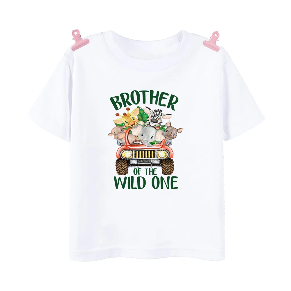 Baby Wild One Family Matching Outfit Jungle Party Dad Mom Sister Brother Baby Look Clothes T-shirt One Birthday Family Shirt Top 5