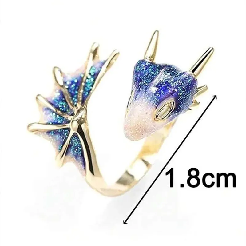 Couples rings finger ring adjustable rings animal ring pink blue two dragon self-regulate