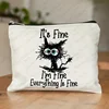 Im Fine Everything Is Fine Pattern Cosmetic Bag Funny Cat Toiletry Bag Portable Travel Storage Bag Perfect Gift for Cat Lovers 1