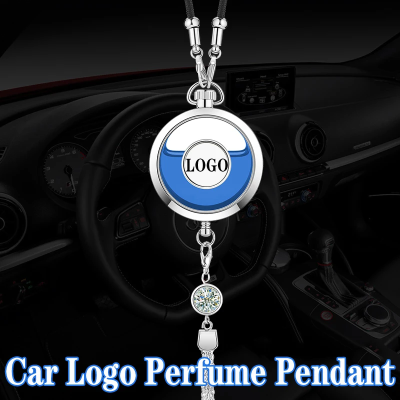 

Car Logo Perfume Pendant Air Freshener Hanging Perfume Empty Bottle Auto Interior Rearview Mirror Metal Lace Pendant Decoration