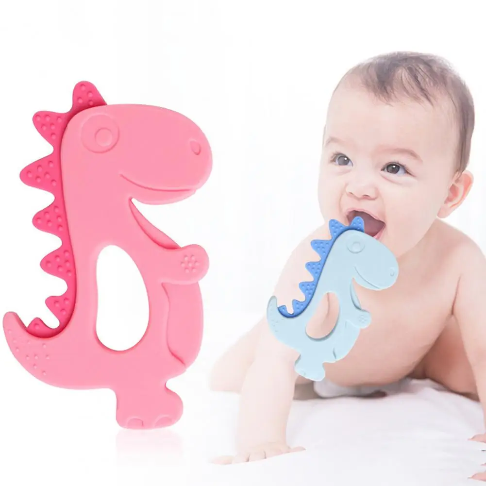 

Dinosaur Teether Good Toughness Baby Teether Toy Food Grade Toddler Catching Training Teether Toy Baby Shower Gift