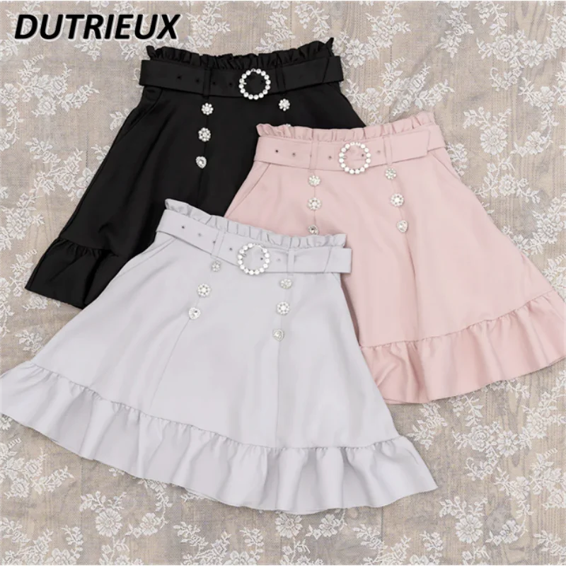 Summer New Bottoming Mini Skirt Rojita Japanese Style Cute Sweet Casual Skirt Wooden Ear Belt Princess Style Short Skirt Female 100 80 60 30 pcs mini wooden hammer mallet 140x43x19mm crab lobster seafood crackers kids toys funny