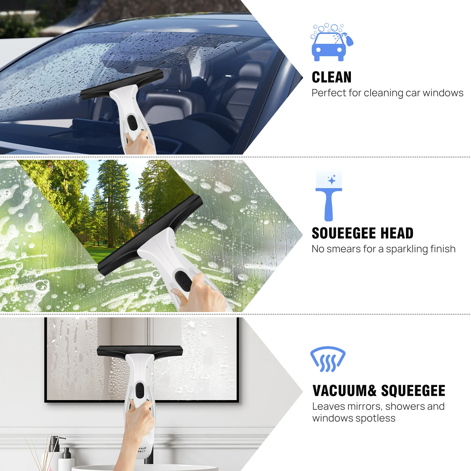 Akku-Fensterabzieher 3500mAh – 2-in-1 Fensterwischer & Bürste