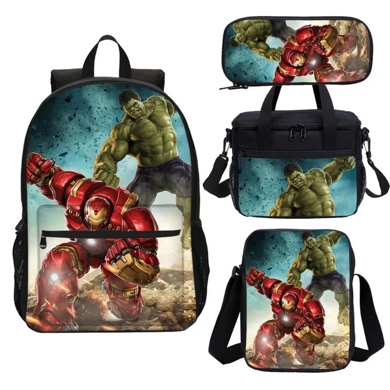 The Hulk Kids School Backpack Set Shoulder Bag Lunch Box Crossbody Bag Pencil Case 3