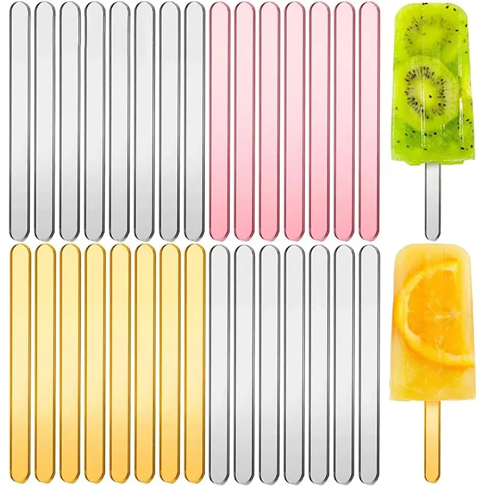 Ice Cream Sticks 20Pcs Reusable Ice Cream Sticks Acrylic Popsicle Sticks Creamsicle Cakesicle Cake Candy Pop Ice Lollies DIY Crafts