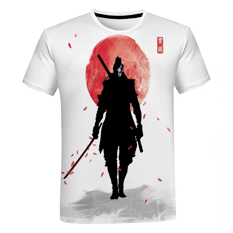 

2024 Summer New Japanese Samurai Pattern 3D Printed Men's T-shirt Casual Fashion Large Size Relaxed Comfortable Breathable Top