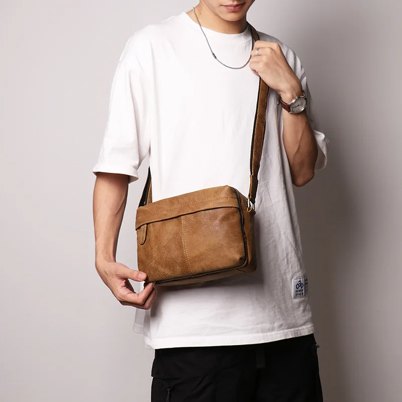Винтажная Мужская сумка из натуральной кожи, сумки через плечо, мессенджеры  высокого качества, Маленькие Мужские сумки на ремне с клапаном | AliExpress
