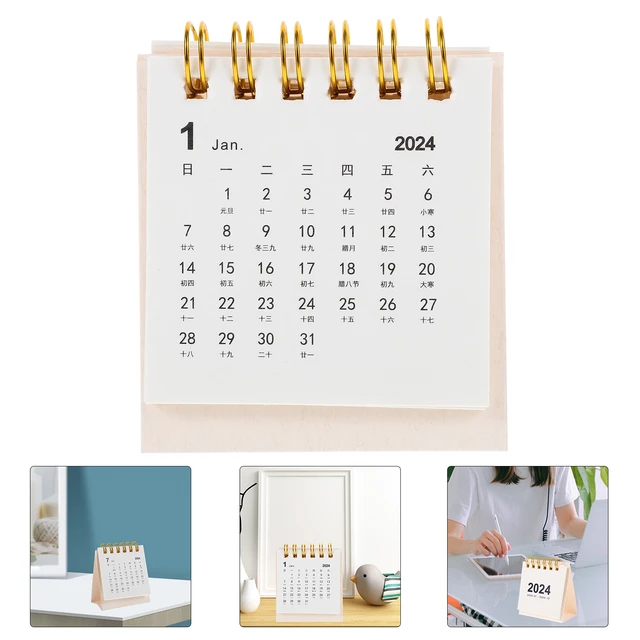 Calendrier de poche portable pour bureau, petits calendriers de nuit,  accessoires de bureau, papier, 2024 - AliExpress