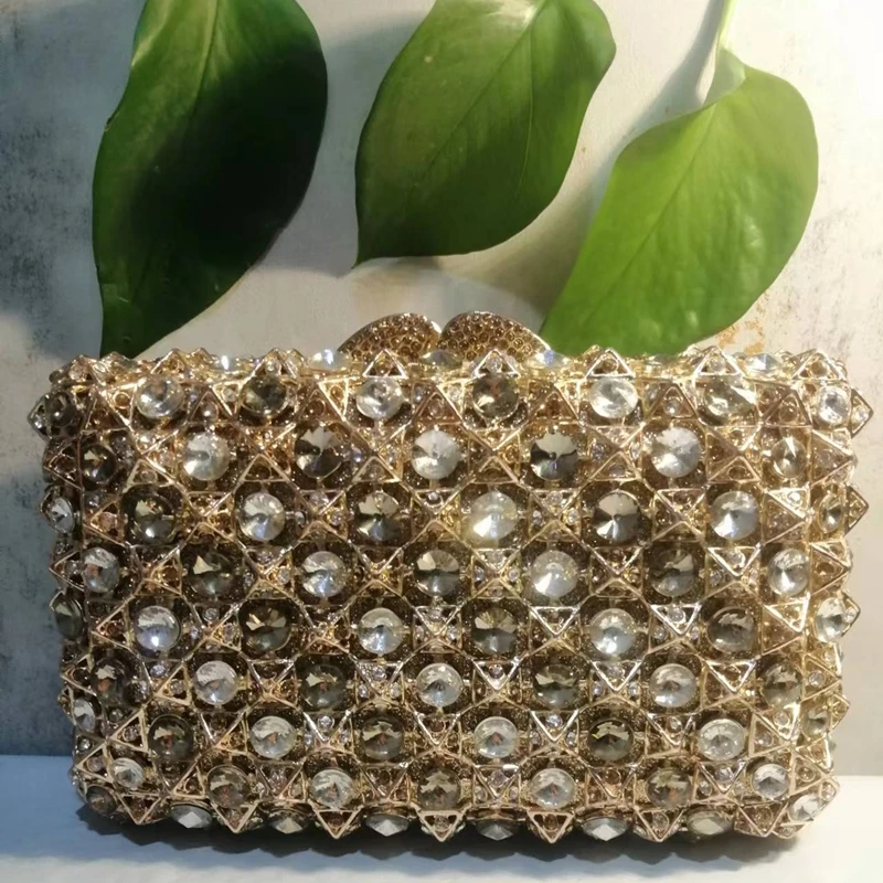 BagaHolics Big Box Beads & Stone with Diamond Studded Clutches Handbags  Cocktail Evening Party Clutch Wedding Purse Gift for Women (Gold 1) :  Amazon.in: Fashion