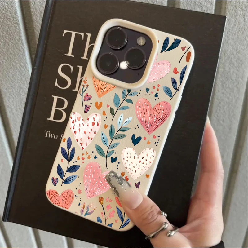 Chic Love Heart Candy Leather Texture Phone Case