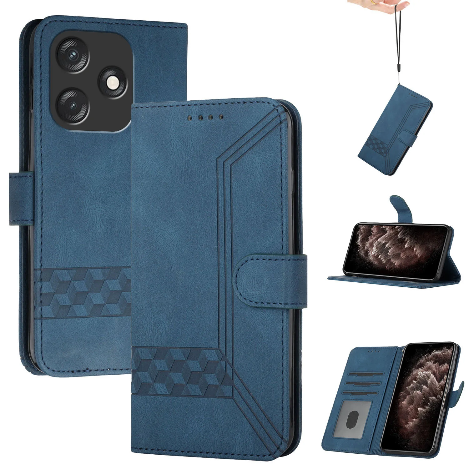Leather Wallet Phone Case with 3 Card Slots and Handbag Book Flip Cover