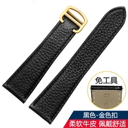 Luxurious Leather Strap for Cartier Tank Solo Series - Versatile Sizes for Men and Women (Black Gold)