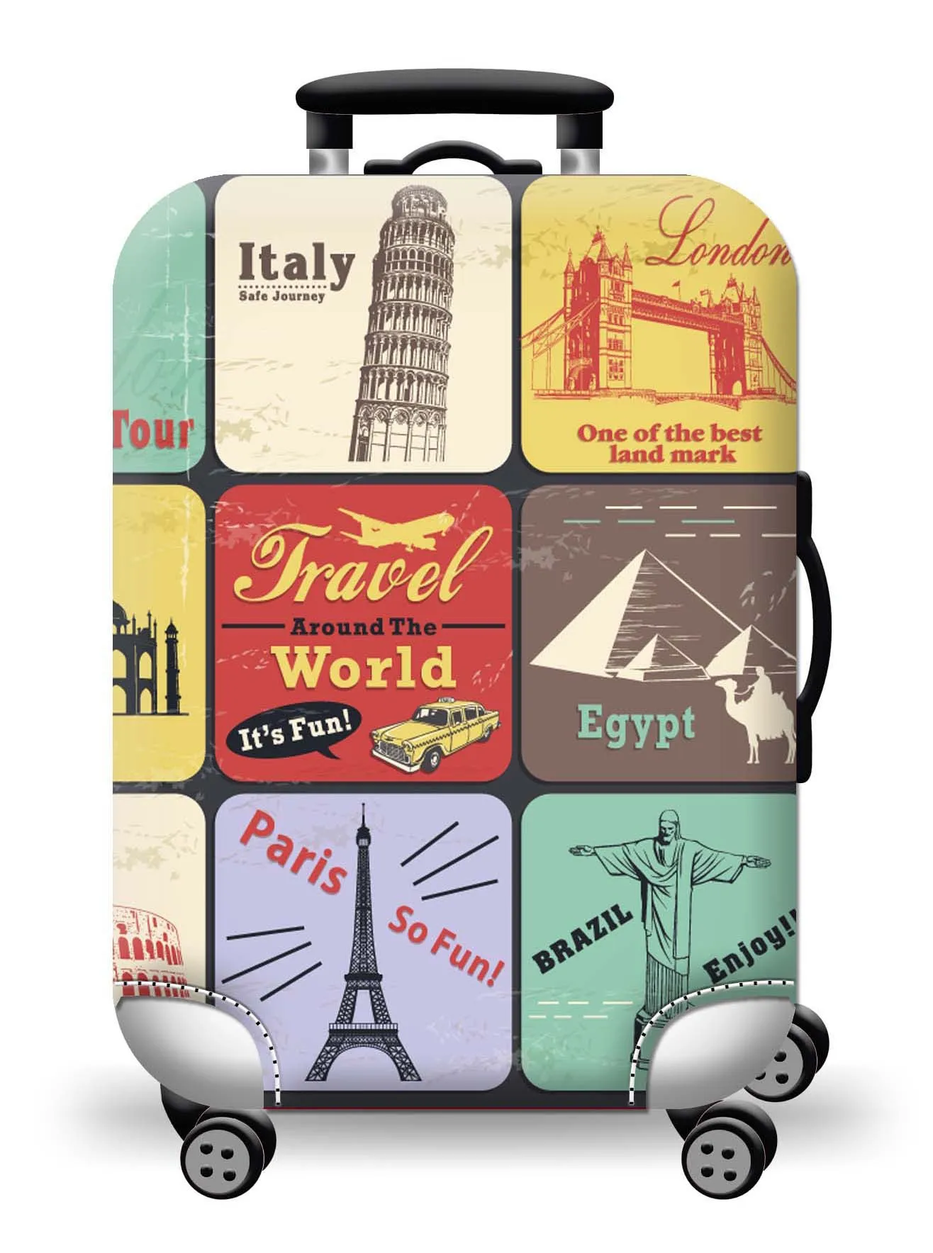 Universal Elastic World Map Luggage Protective Cover - Travel Accessory
