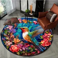 Humming Bird Printed Round Area Rugs Living Room Dining Room Non-slip Chair Mat Bedroom Bedside Foot Mat Home Carpets Decoration 2