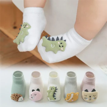Cute Baby Boy Girl Socks Kids Dinosaur/fox Newborn Cheap Stuff Anti Slip Sokken for 0-3years Bebe Infant Toddlder Floor Socks 1
