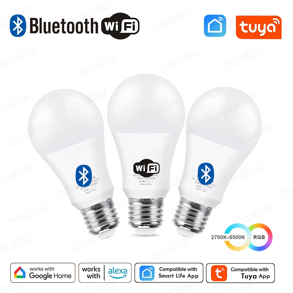 รูปสินค้า หลอดไฟอัจฉริยะ Tuya E27 ควบคุมผ่านแอพ ปรับสีได้ รองรับ Alexa & Google