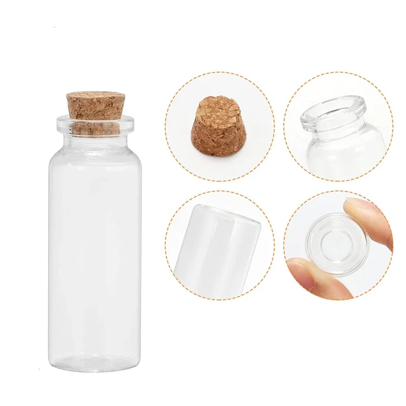 10Pcs 5ml--30ml Mini Glass Bottles with Cork Stoppers Spell Jars Potion Vials Wish Message Bottles For Favors Gift DIY Crafts