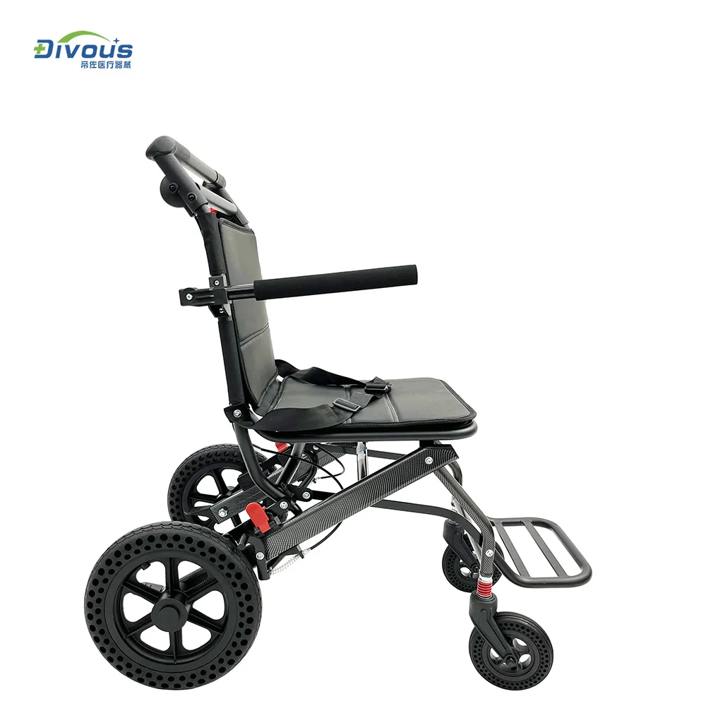New Product Aluminium Alloy Foldable Ultralight Travel Manual Wheelchair For Airplane Airport Disable Elderly Trolly