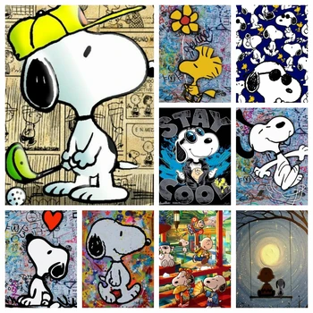 Kit di pittura artistica con diamanti Cartoon Kawaii Snoopy Cute Dog Graffiti Comic Ricamo Mosaico Punto croce Decorazioni per la casa Regalo per bambini