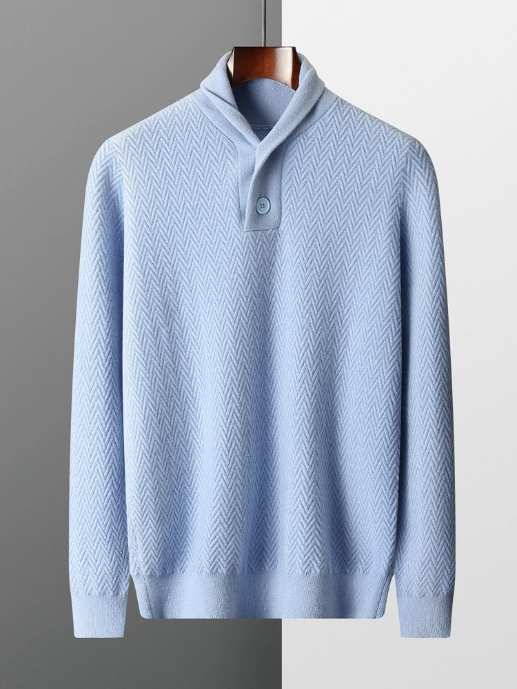 Yoyoselect Men Autumn Winter Sweater 100% Cashmere Luxury Pullover V Neck Thick Warm Casual Smart Jumpers Quality Knitwear Tops 4