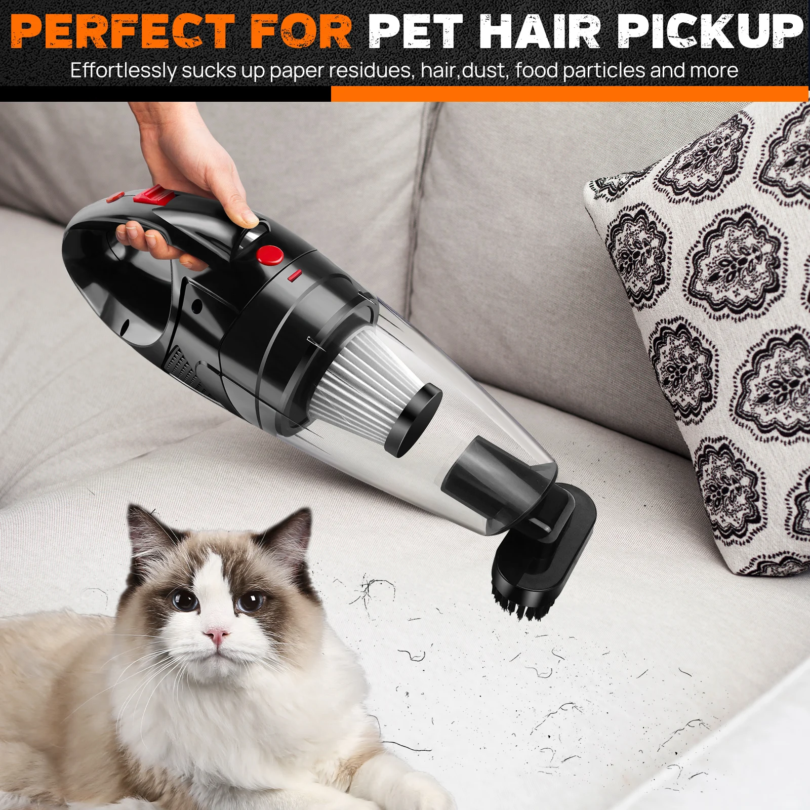 Handheld Car Vacuum Cleaner IN 1, Cordless 7500PA Suction USB