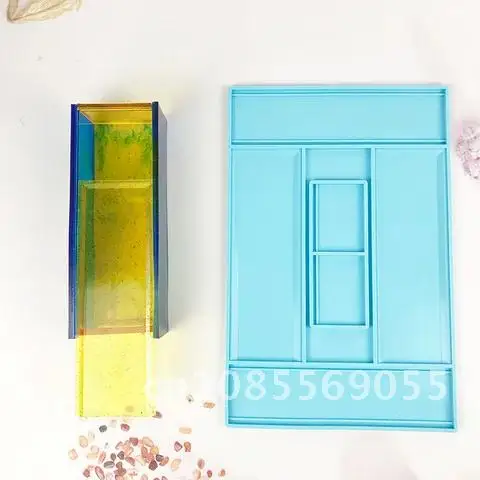 

1 Creative Domino Crystal Epoxy Molds Game Resin Art Set Storage Box Epoxy Resin Mold Container Casting Silicone Mould
