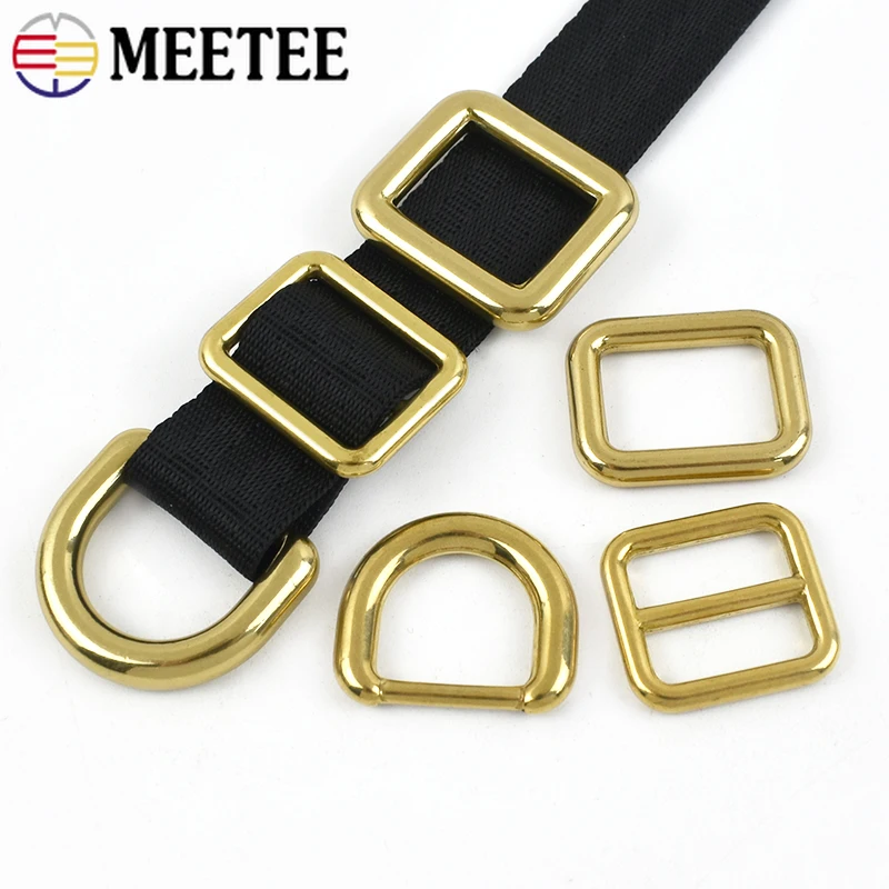 Set of 5 Solid Brass Adjustable Strap Buckles