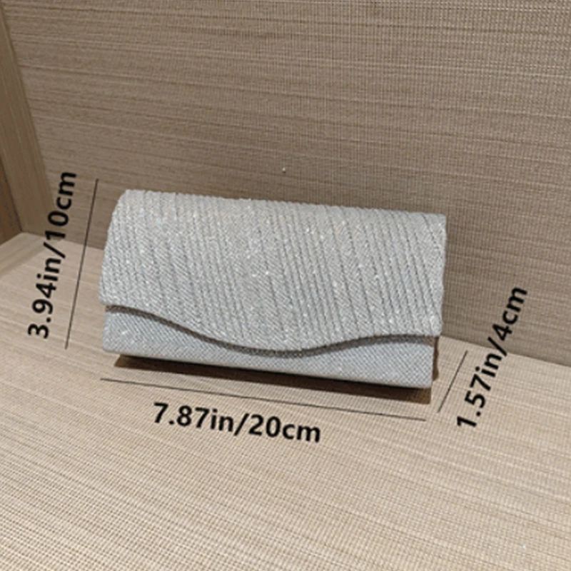Square Bags for Women Pleated PU Leather Envelope Evening Handbags Sequins Wedding Bridal Shoulder Bags Messenger Chain Purse