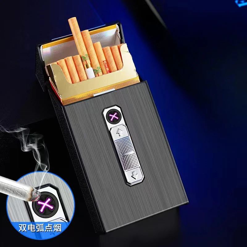 Brand new USB rechargeable cigarette case cigarette lighter, can hold 20 slim cigarettes, cigarette storage box with lighter 2
