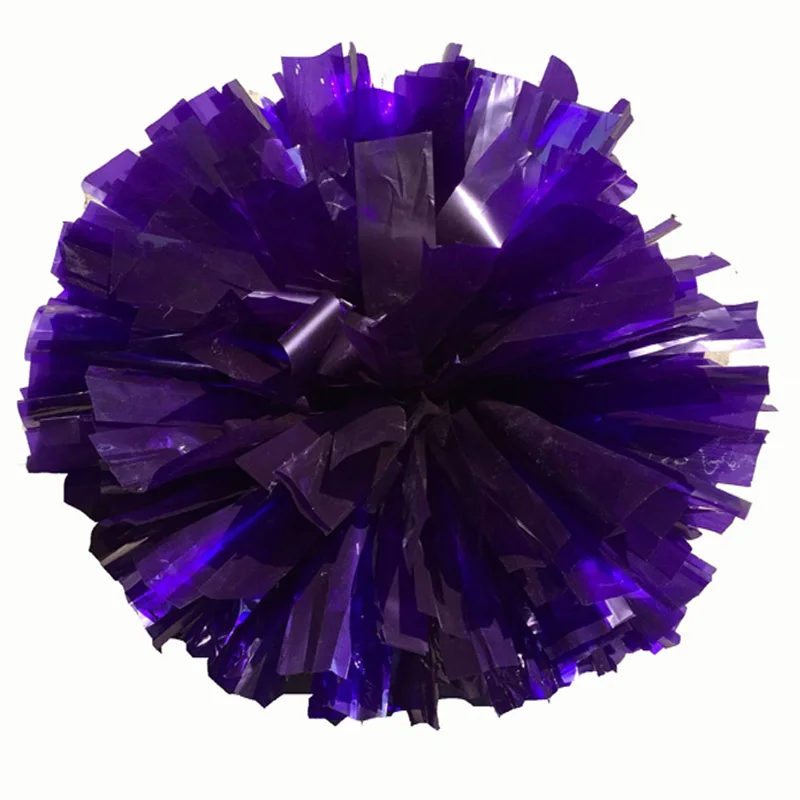 Purple Game Pompoms with Baton Handle, Cheers Pompon Factory, Color Can Free Combination, High Quality, 38cm, 2Pcs