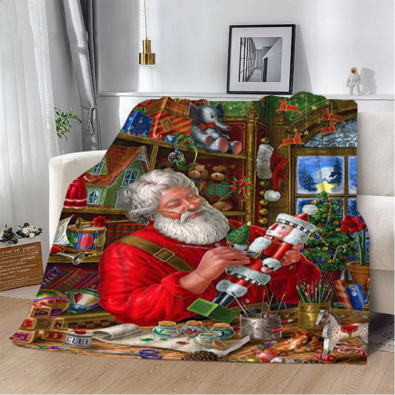 

Christmas Cartoon Couch Throw Blanket Nordic Flannel Bedspread on the Bed Decorative Sofa Blankets for Winter Bedroom Decoration