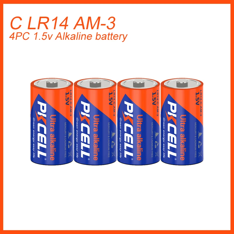 4pc Pkcell C Size Lr14 Battery Am2 Cmn1400 E93 Super Alkaline Batteries  5-year Shelf Life For Smoke Detector Led - Primary & Dry Batteries -  AliExpress