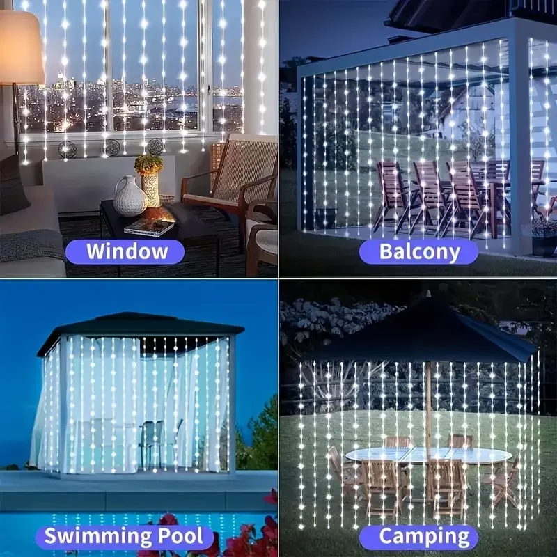 USB Remote Control 8-function Copper Curtain Light String LED Christmas Decoration Courtyard Bedroom Atmosphere Colorful Lights 2